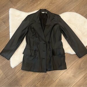 Y2K Newport News Black Leather Jacket Size S